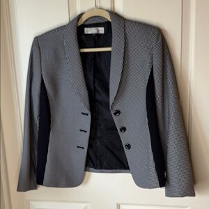 Tahari Arthur Levine collaboration Black and White Checkered Blazer